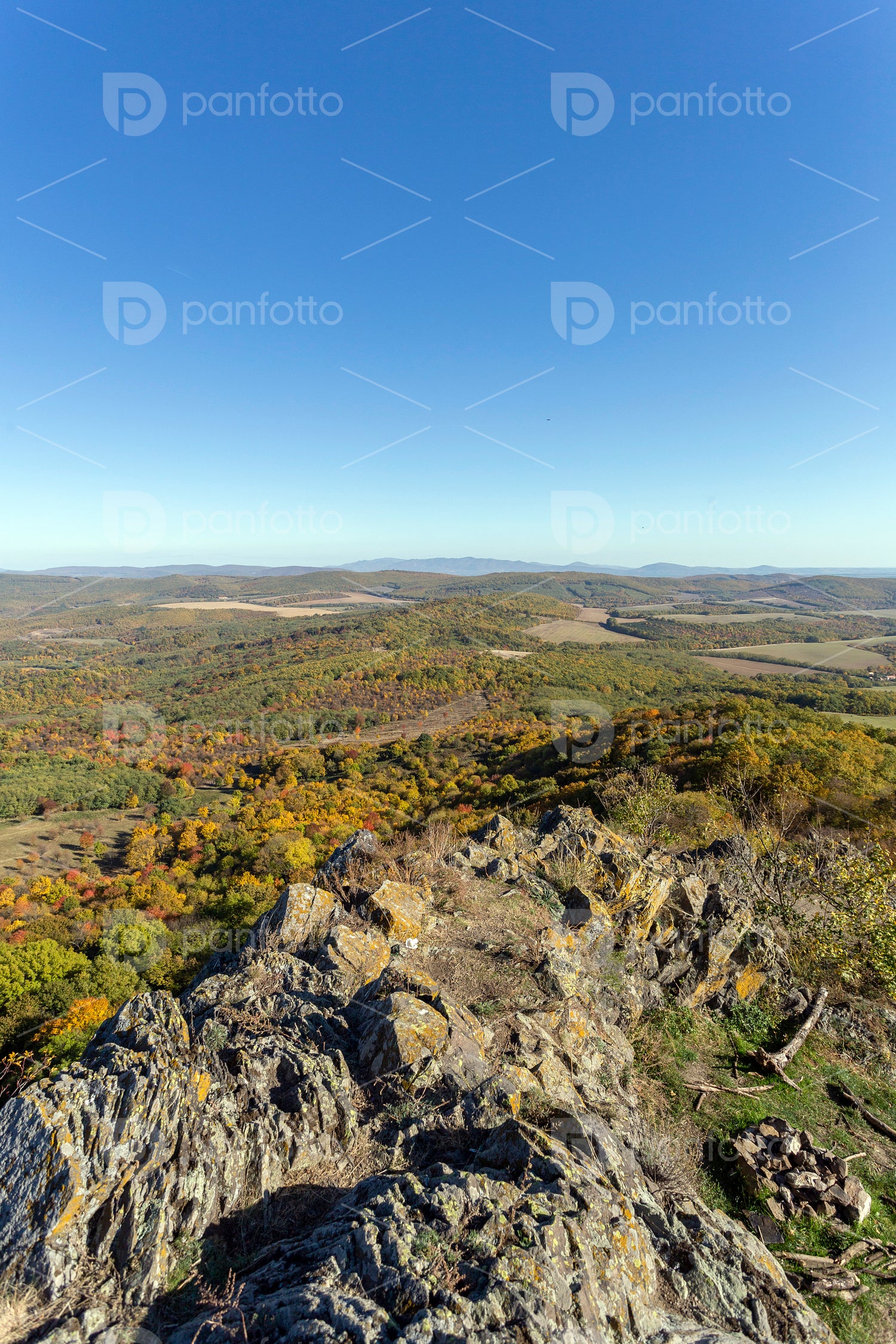 Cserhát mountains view from the castle of Szanda