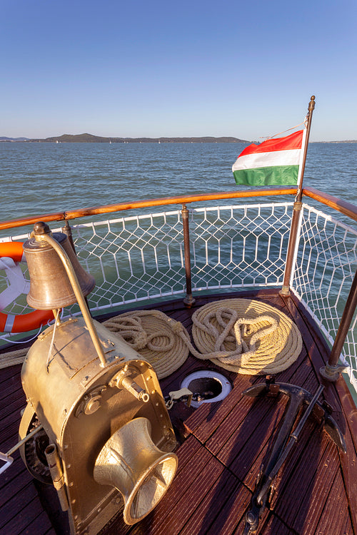 View of the lake Balaton from a pleasure-boat.
