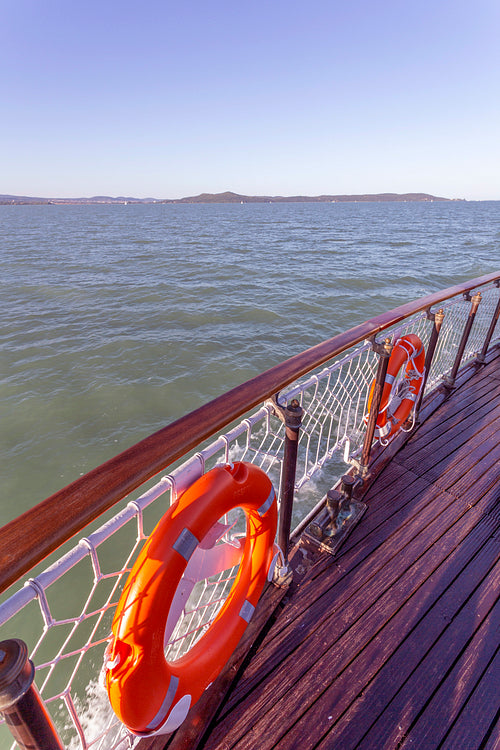 View of the lake Balaton from a pleasure-boat.