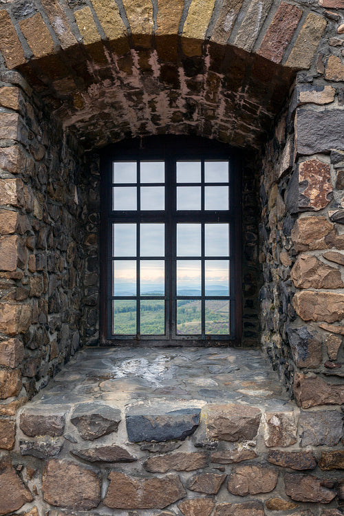 Hollókő castle on a cloudy autumn day