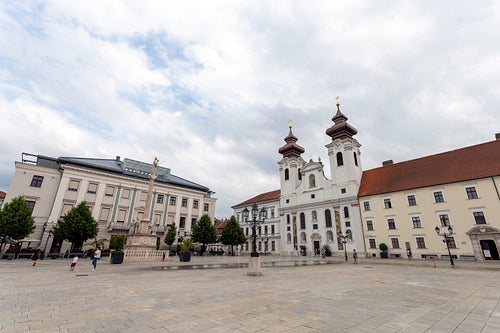 Benedictine church on the Szechenyi square in Gyor, Hungary