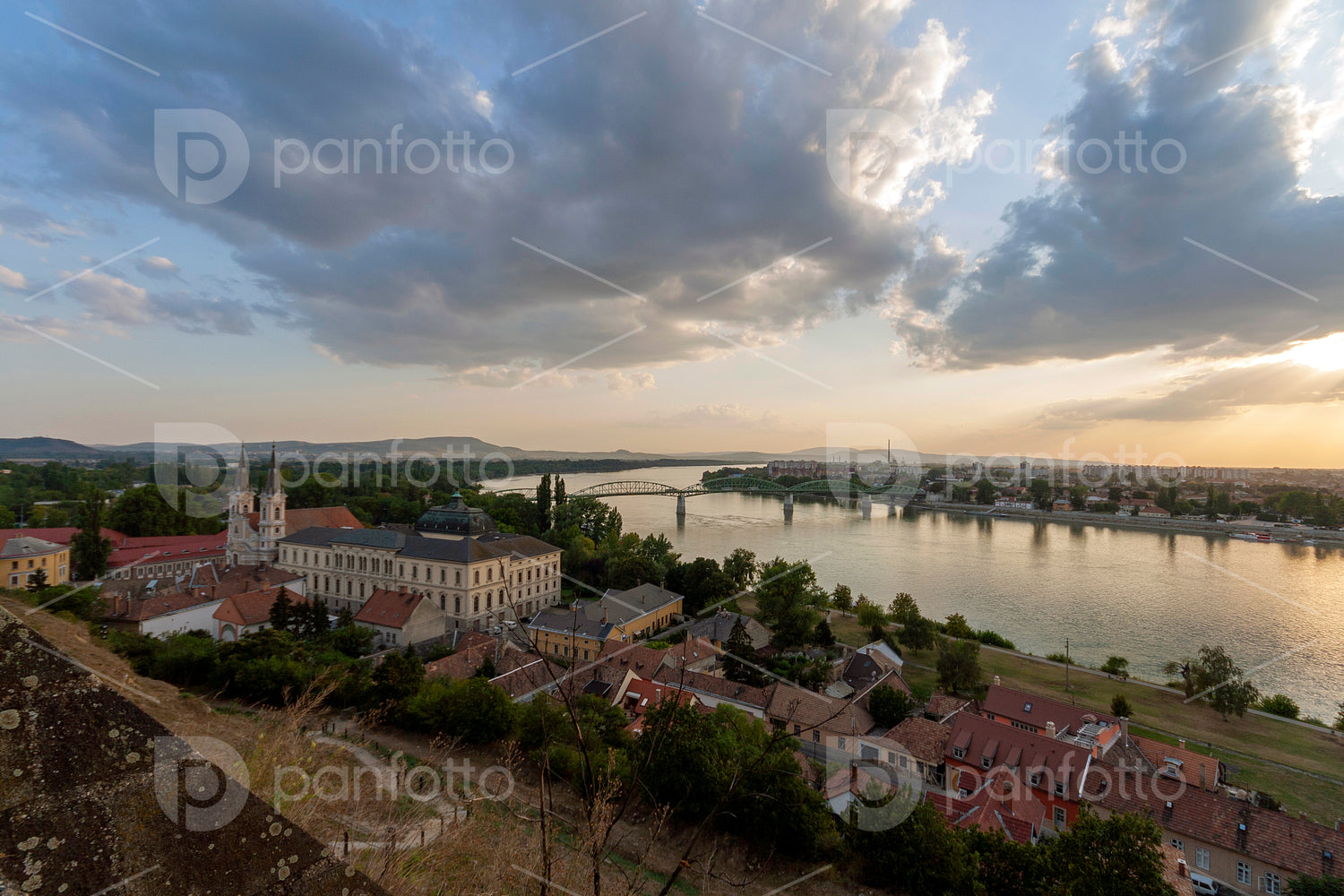 Town of Esztergom and the Maria Valeria Bridge view from the Cas