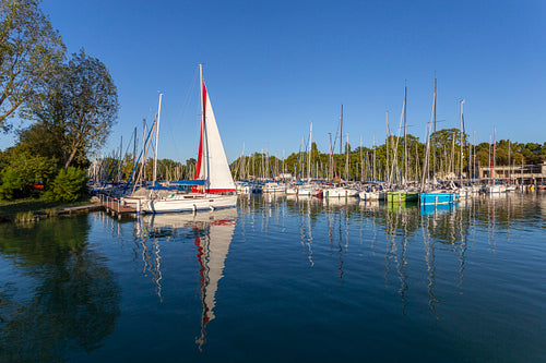 Port of Balatonfoldvar, Hungary in the evening.