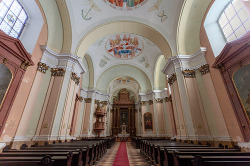 Interior of the catholic church in Tata