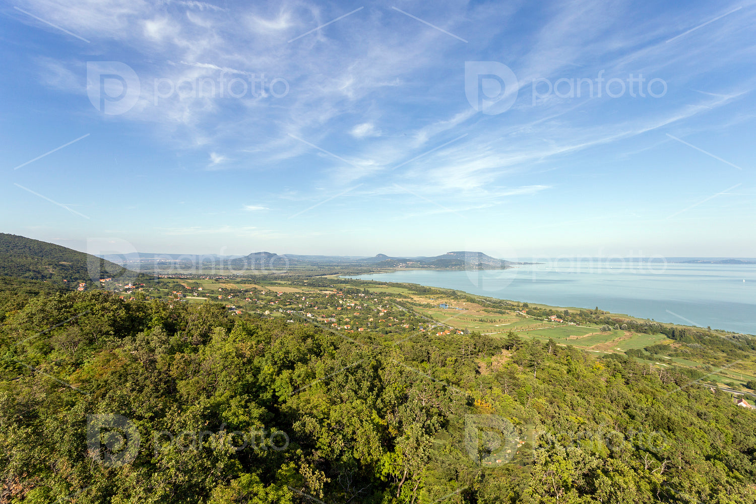 Lake Balaton with the Badacsony mountain in the background.