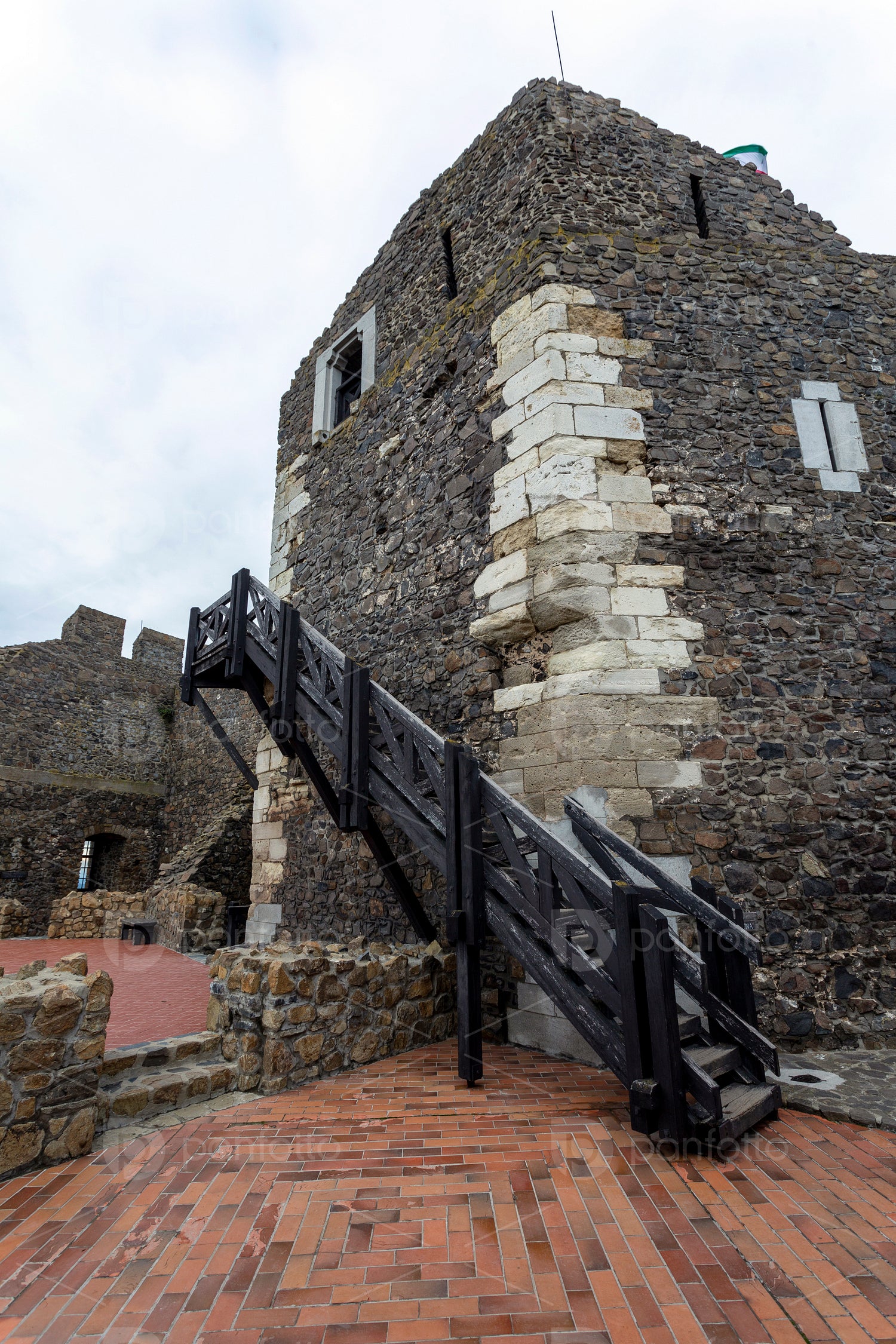 Hollókő castle on a cloudy autumn day
