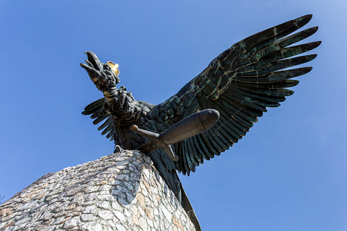 The Turul monument in Tatabánya.
