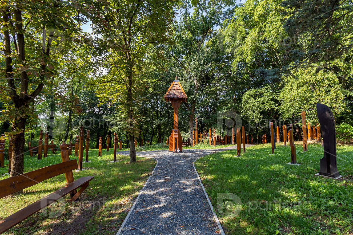 The garden of wooden grave posts