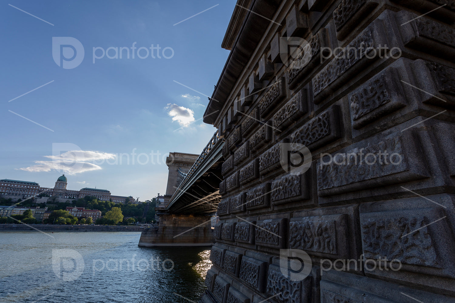 The famous Chain bridge in Budapest on a sunny afternoon.