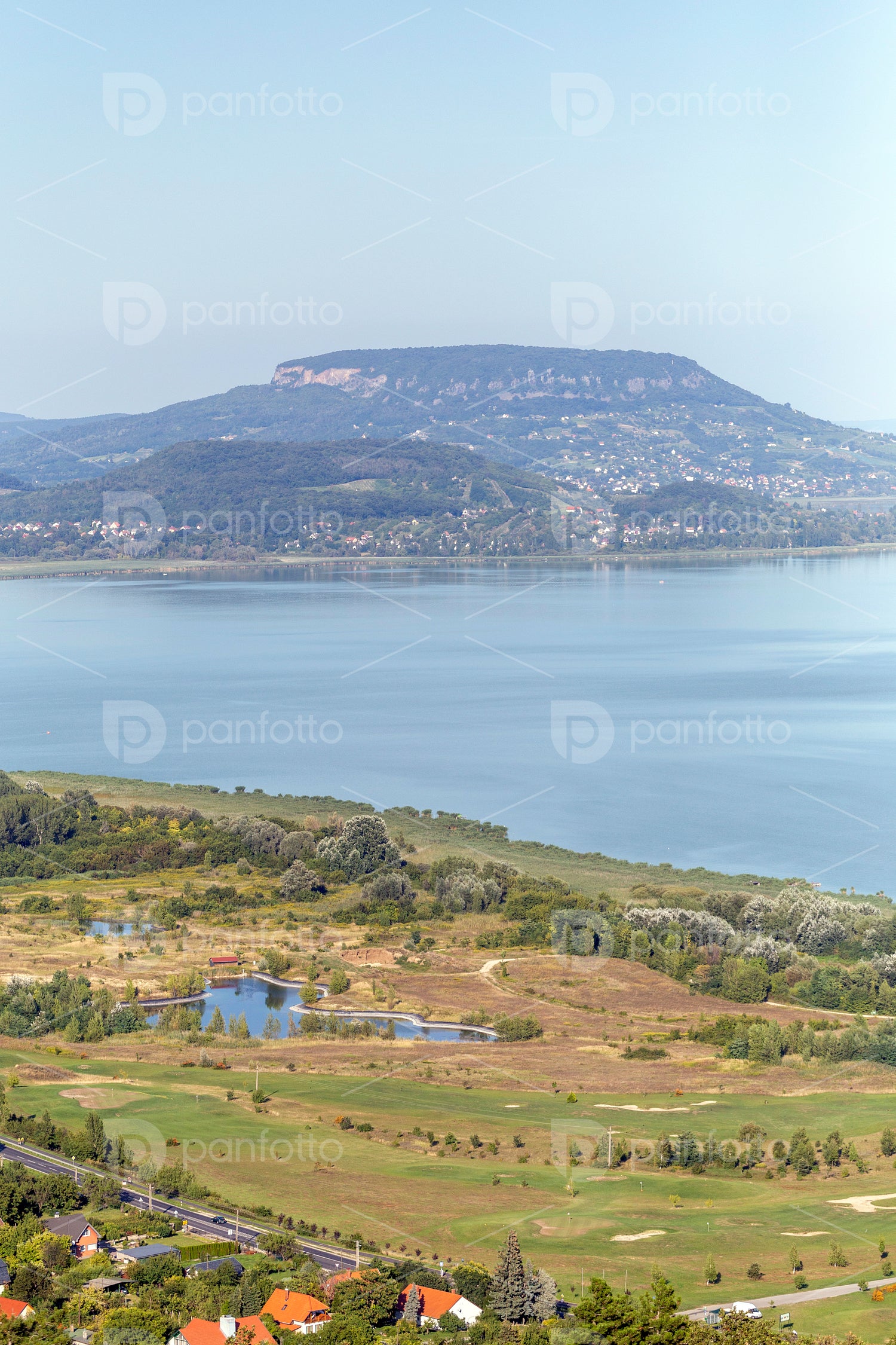 Lake Balaton with the Badacsony mountain in the background.