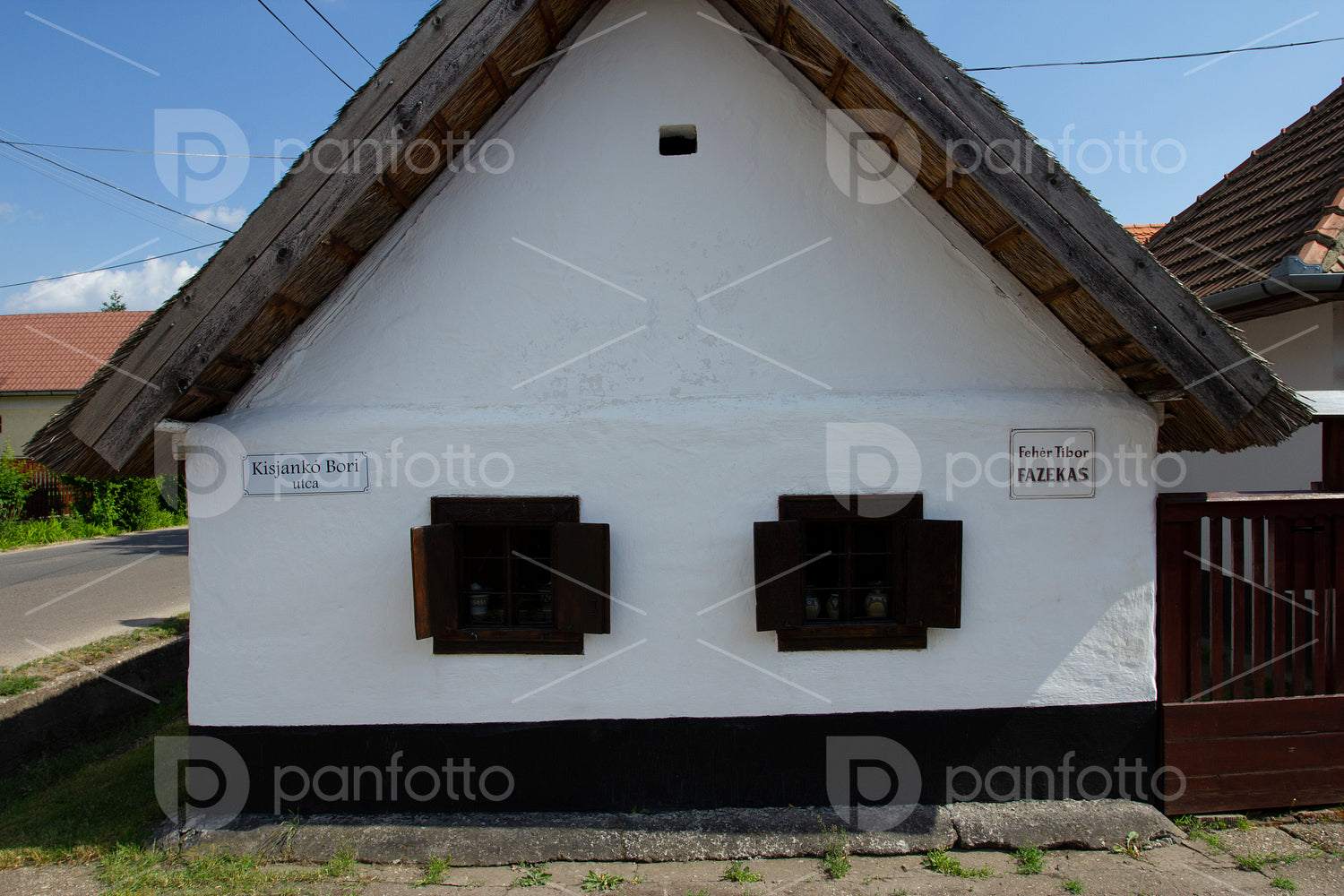 Traditional Matyo houses in Mezokovesd, Hungary.