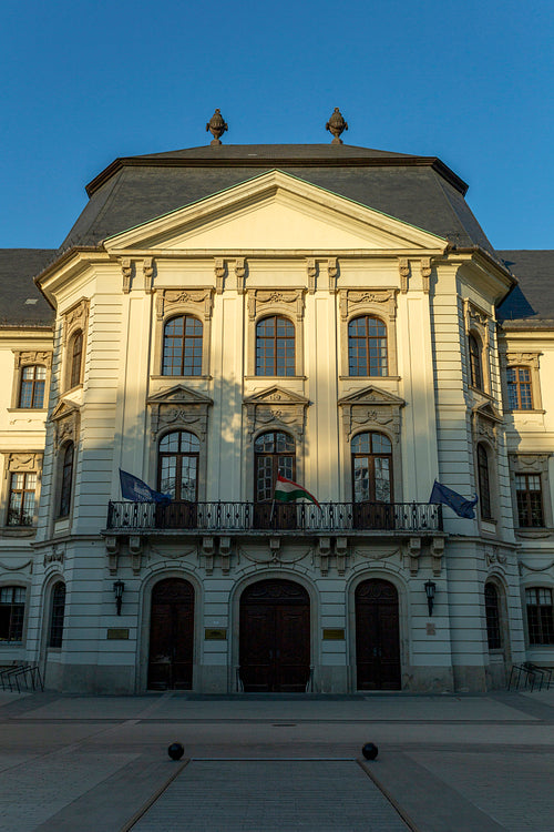 Entrance of the Esterhazy University in Eger, Hungary.