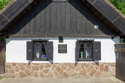 Traditional Matyo houses in Mezokovesd, Hungary.