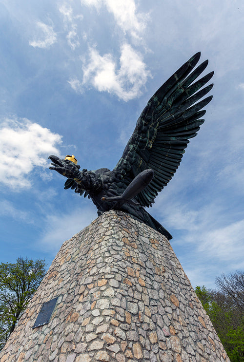 The Turul monument in Tatabánya.
