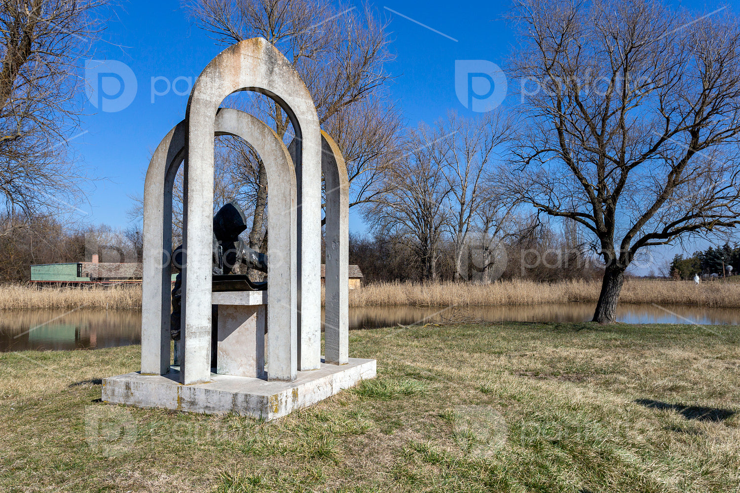 Statue of Anonymus at the Ópusztaszer National Heritage Park