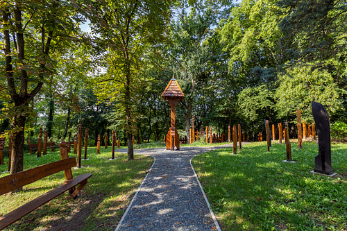 The garden of wooden grave posts