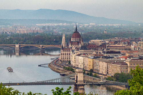 Hungarian Parliament Building and the Danube river in Budapest