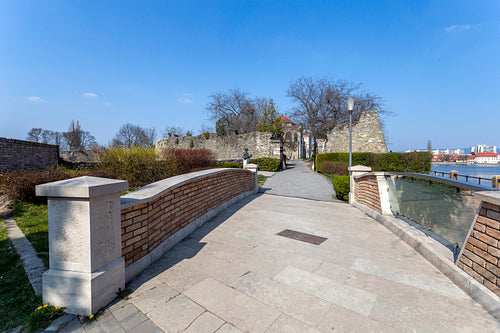 The entrance of the Tata castle on a sunny spring day.