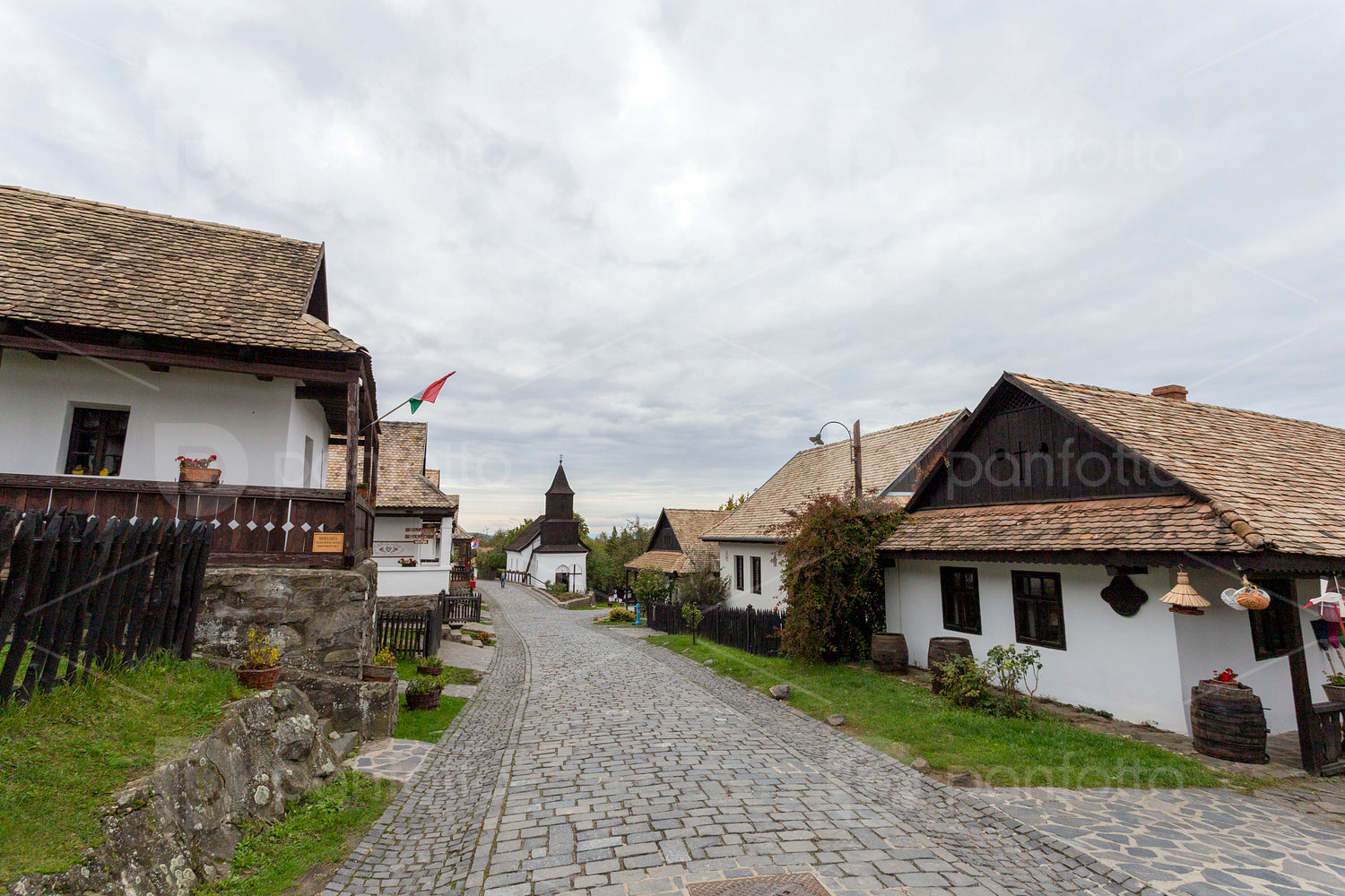 Traditional village houses in Hollókő