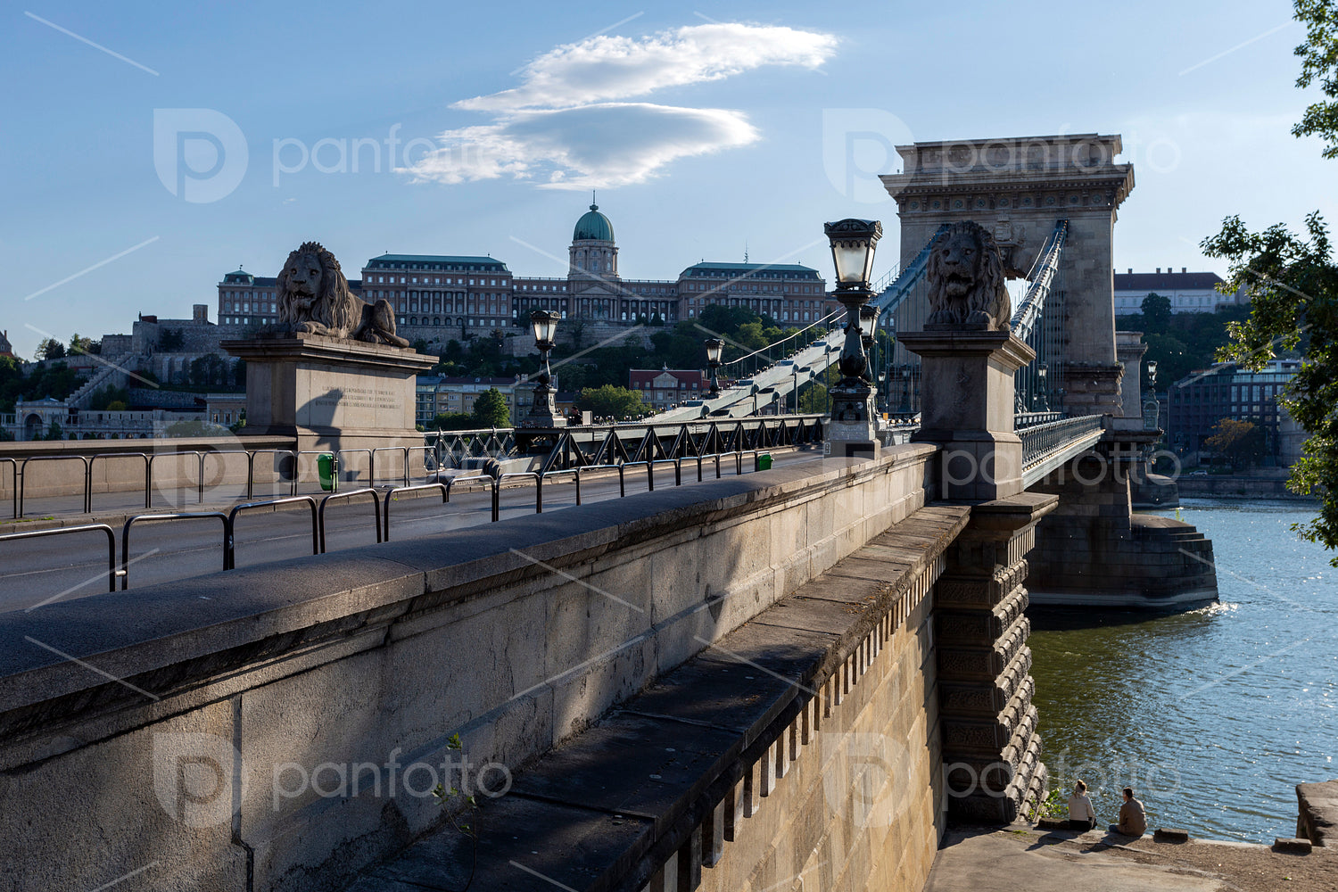 The famous Chain bridge in Budapest on a sunny afternoon.