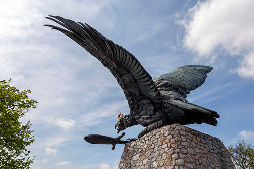 The Turul monument in Tatabánya.