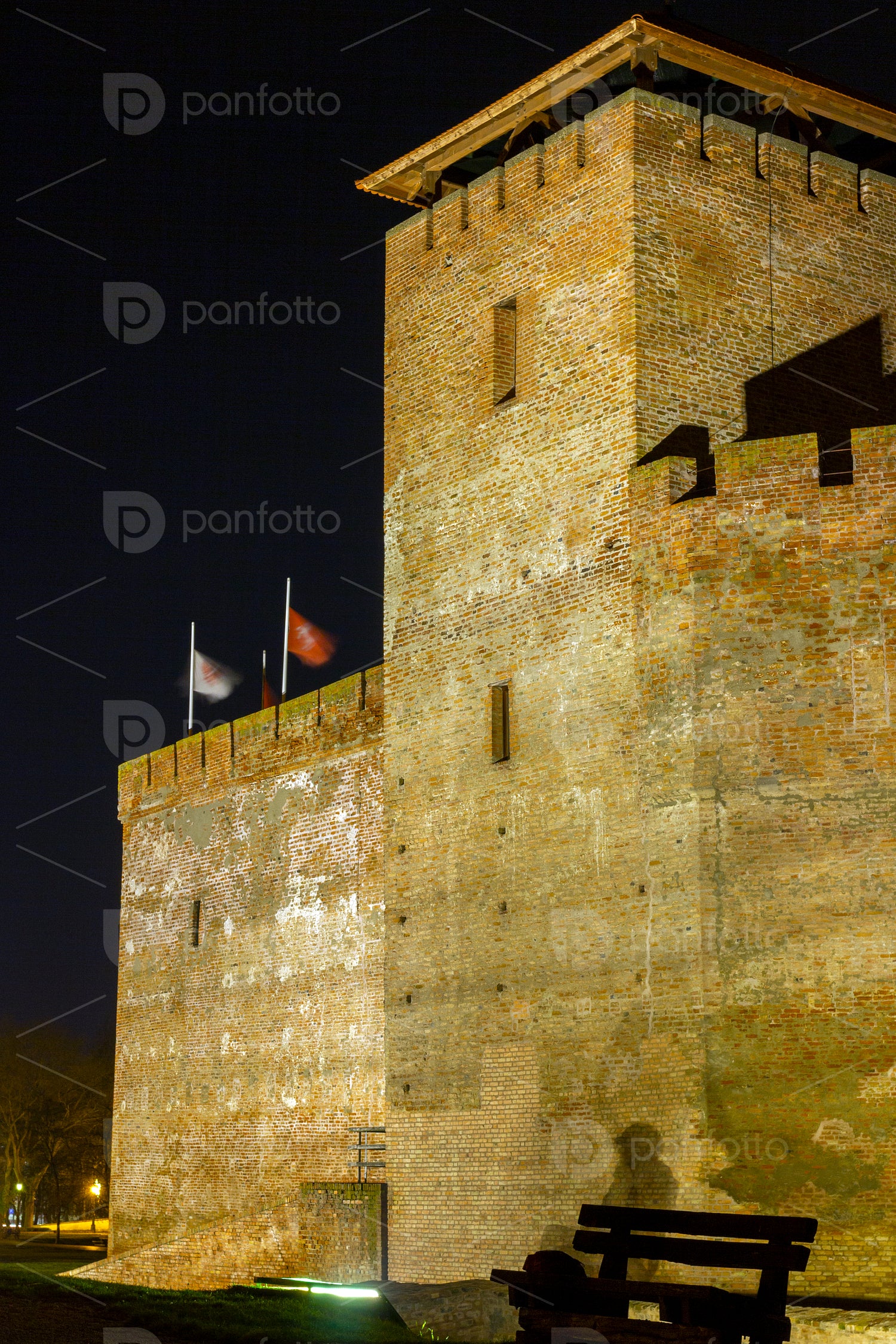 Gyula Castle in Gyula on a winter night