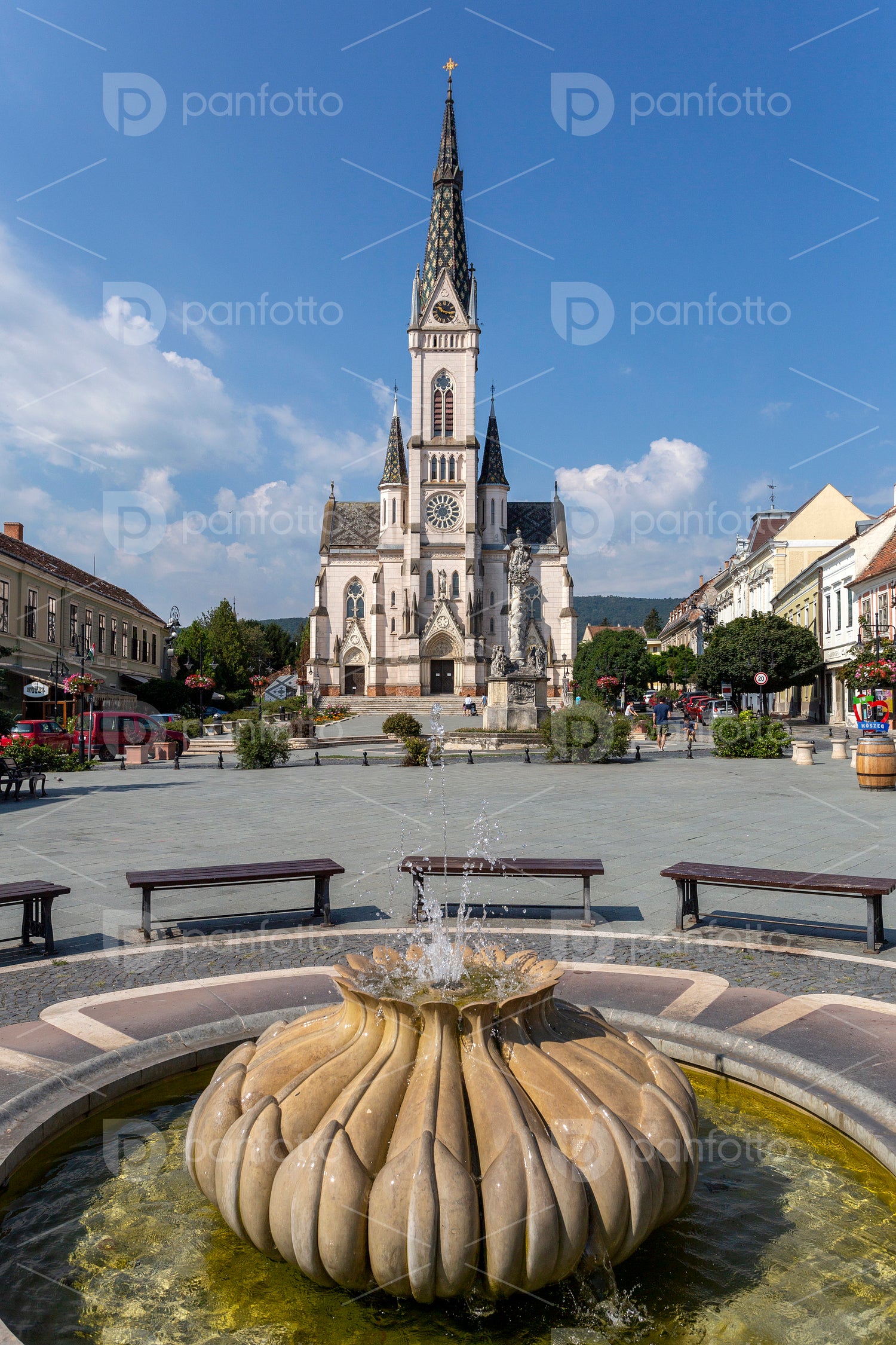 Fountain on the main square of Koszeg, Hungary