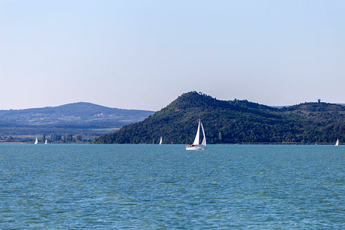 View of the Tihany penisula from the lake Balaton.