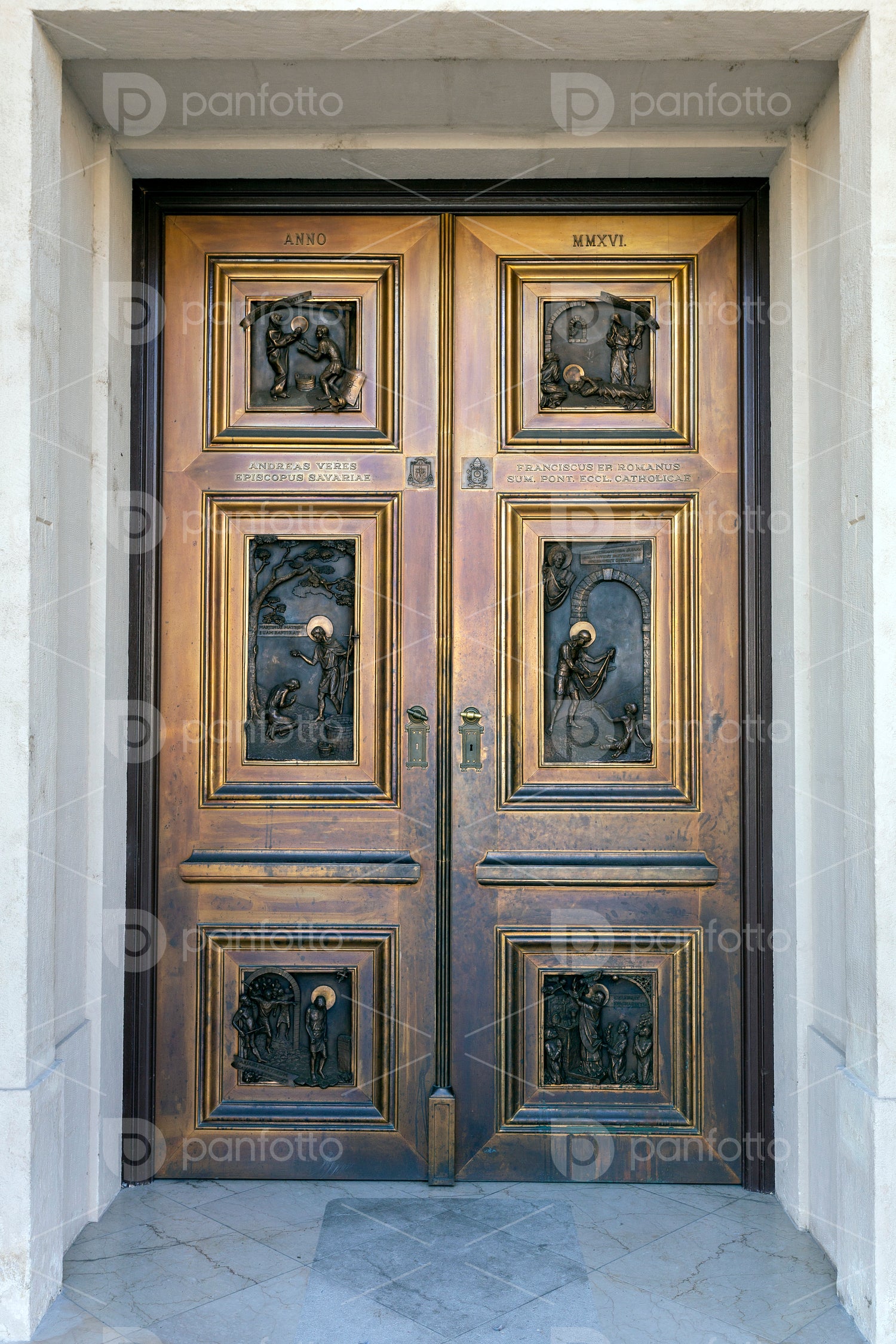 Door of the Szombathely Cathedral in Hungary