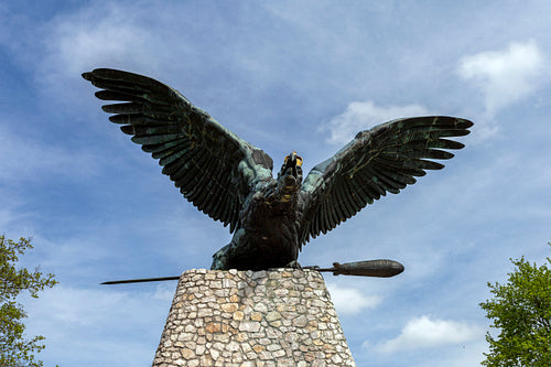 The Turul monument in Tatabánya.
