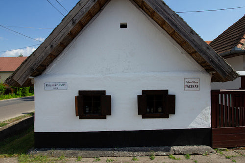 Traditional Matyo houses in Mezokovesd, Hungary.