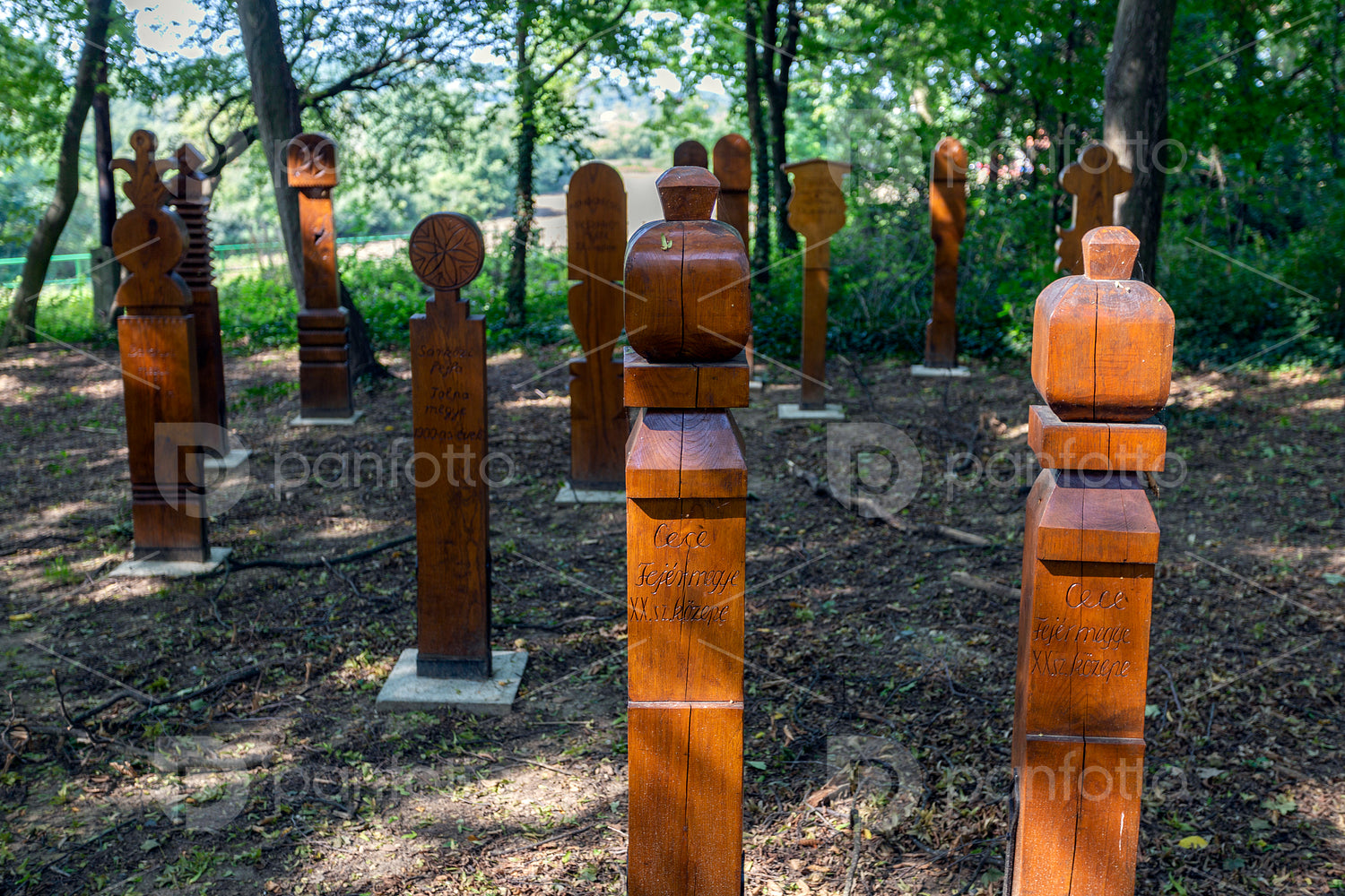The garden of wooden grave posts
