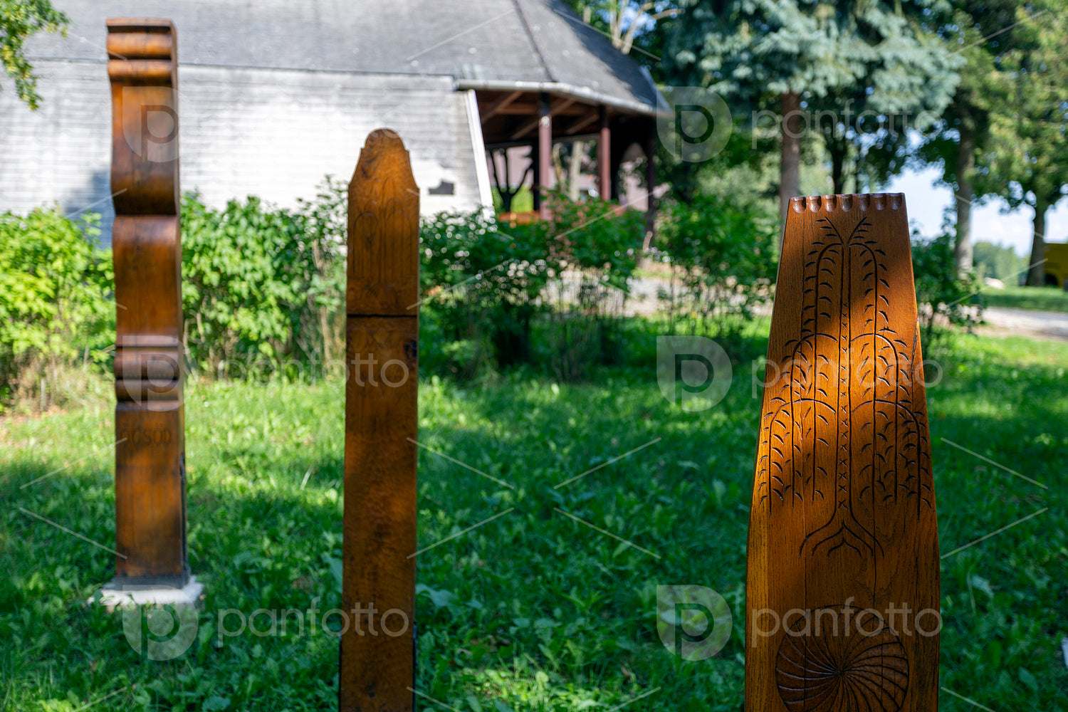 The garden of wooden grave posts