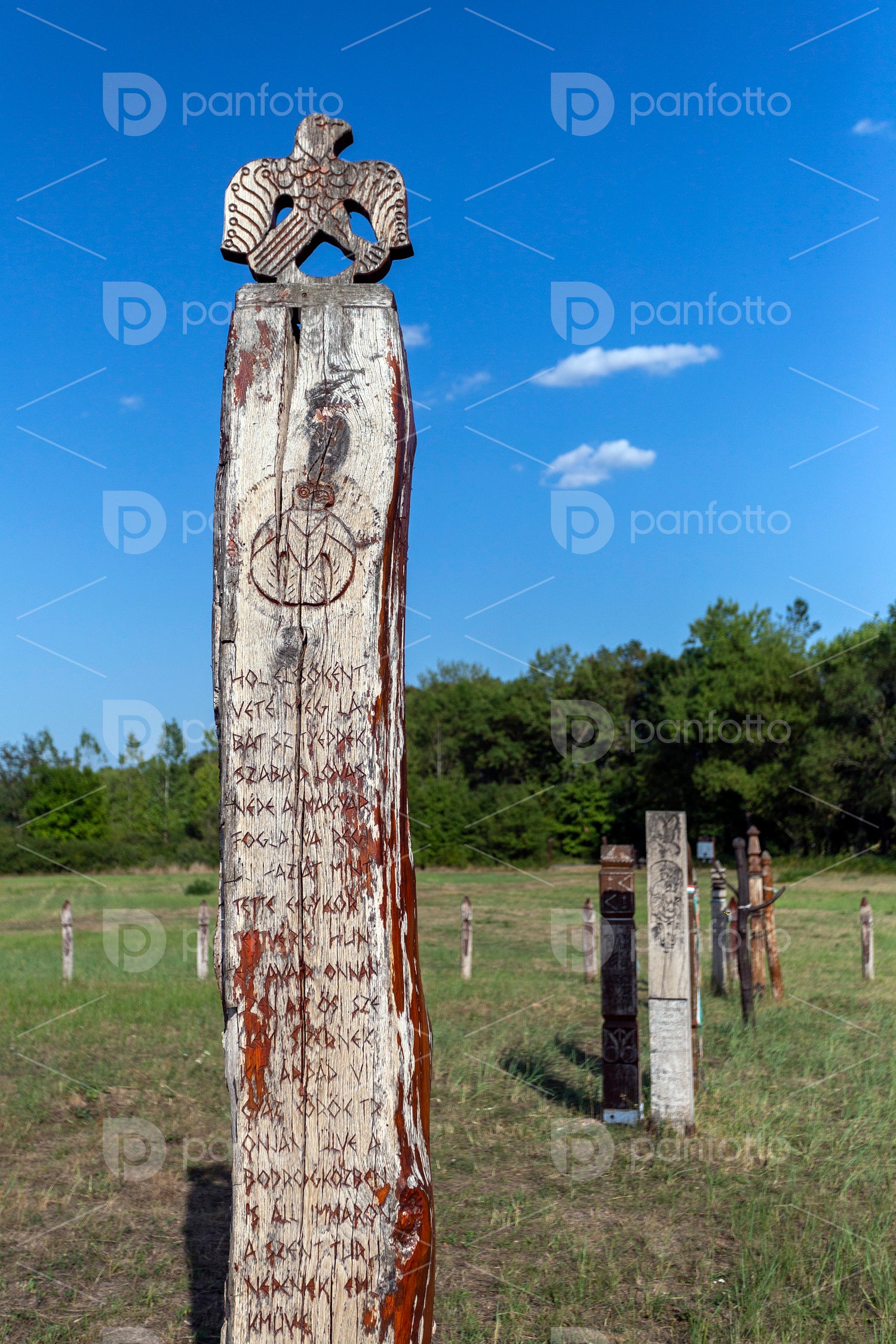 Wooden grave markers in in Karos