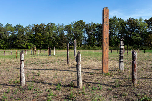 Wooden grave markers in in Karos