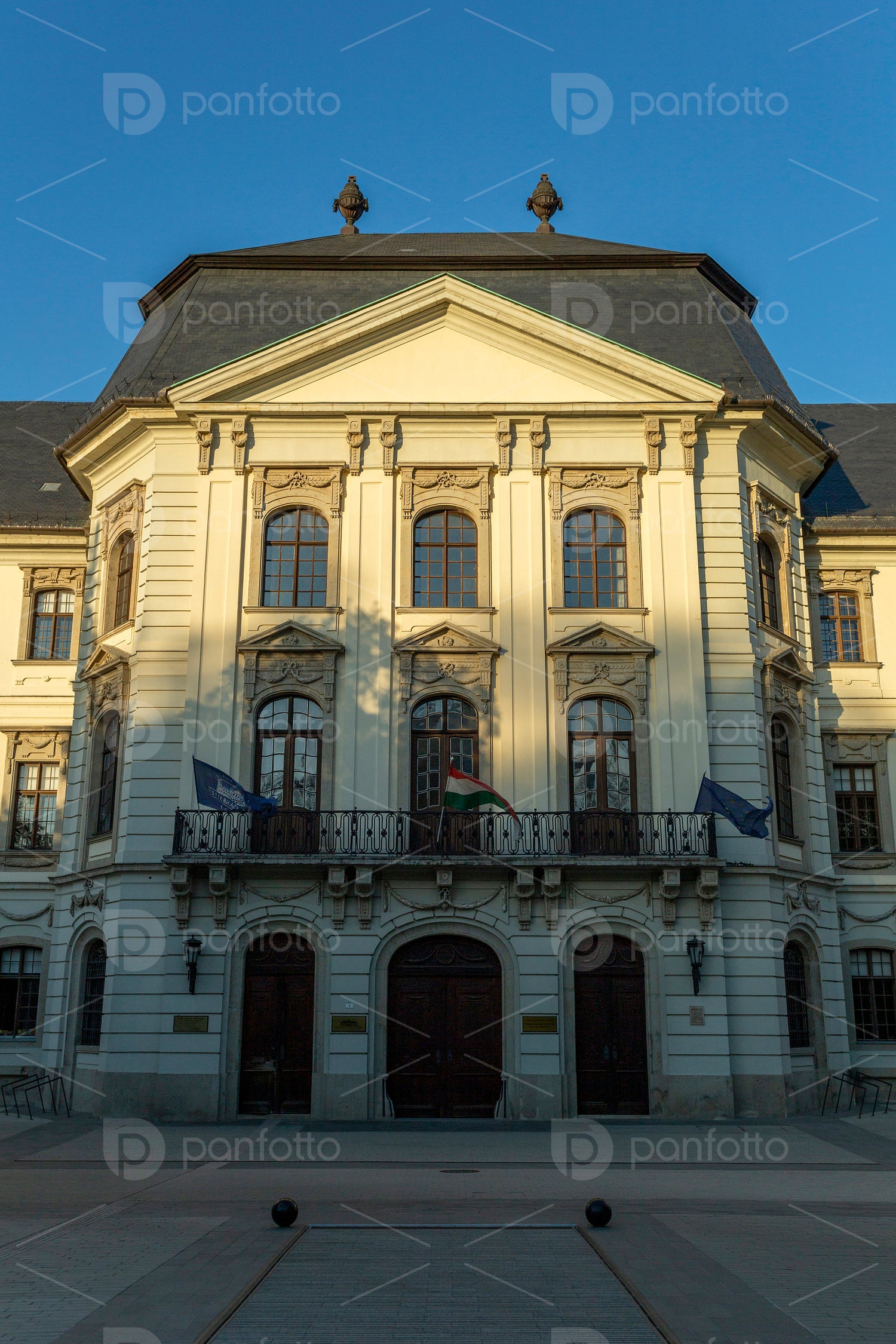 Entrance of the Esterhazy University in Eger, Hungary.