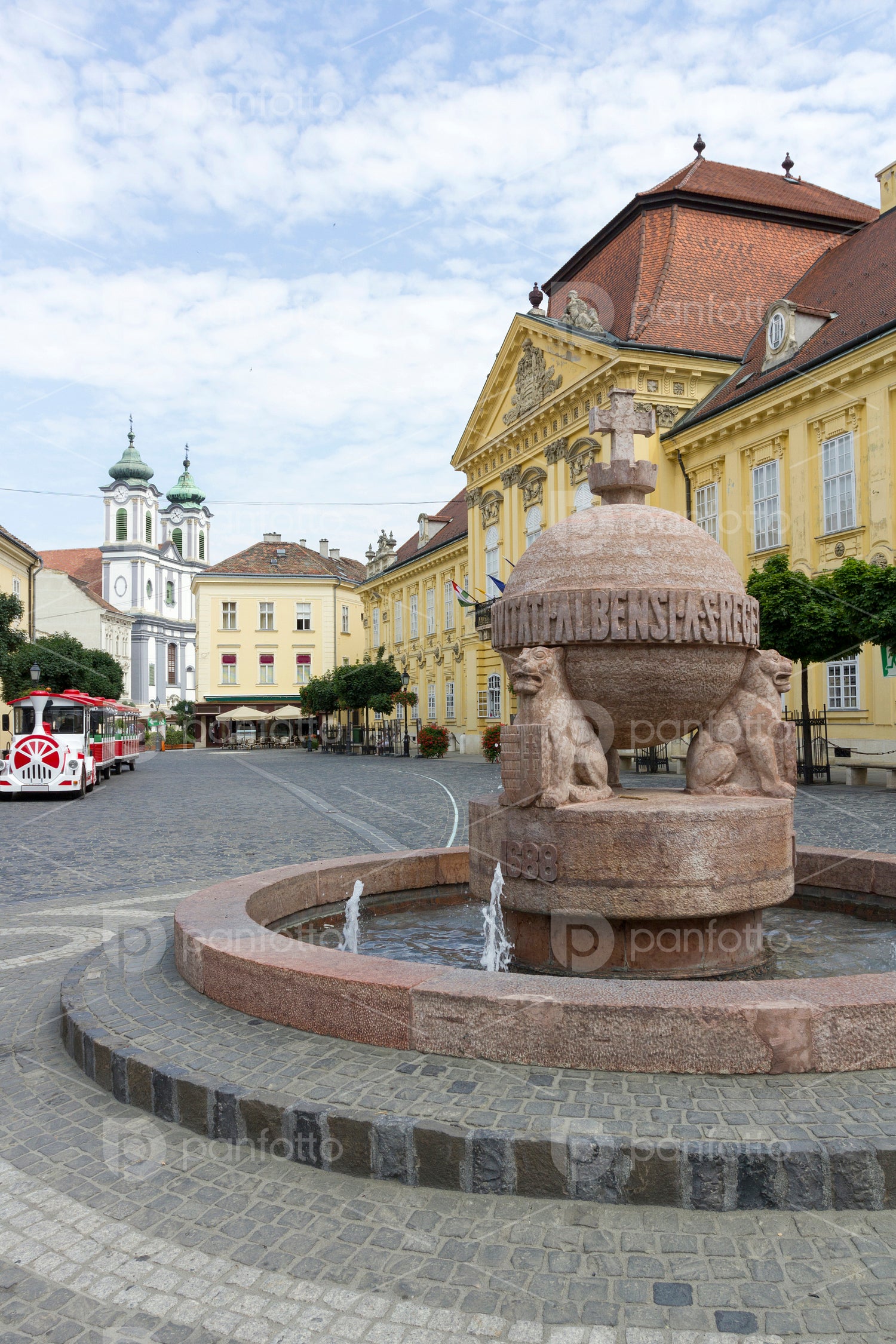 Orb and cross statue in Szekesfehervar, Hungary