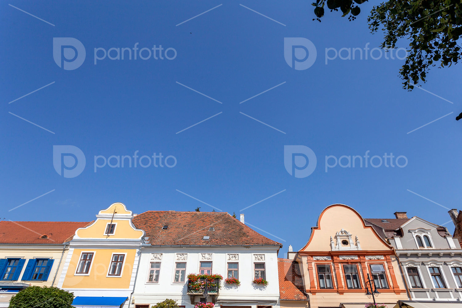 Old buildings on the main square of Koszeg, Hungary