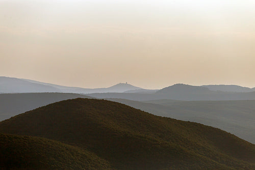 Castle of Regéc with the Zemplén mountains