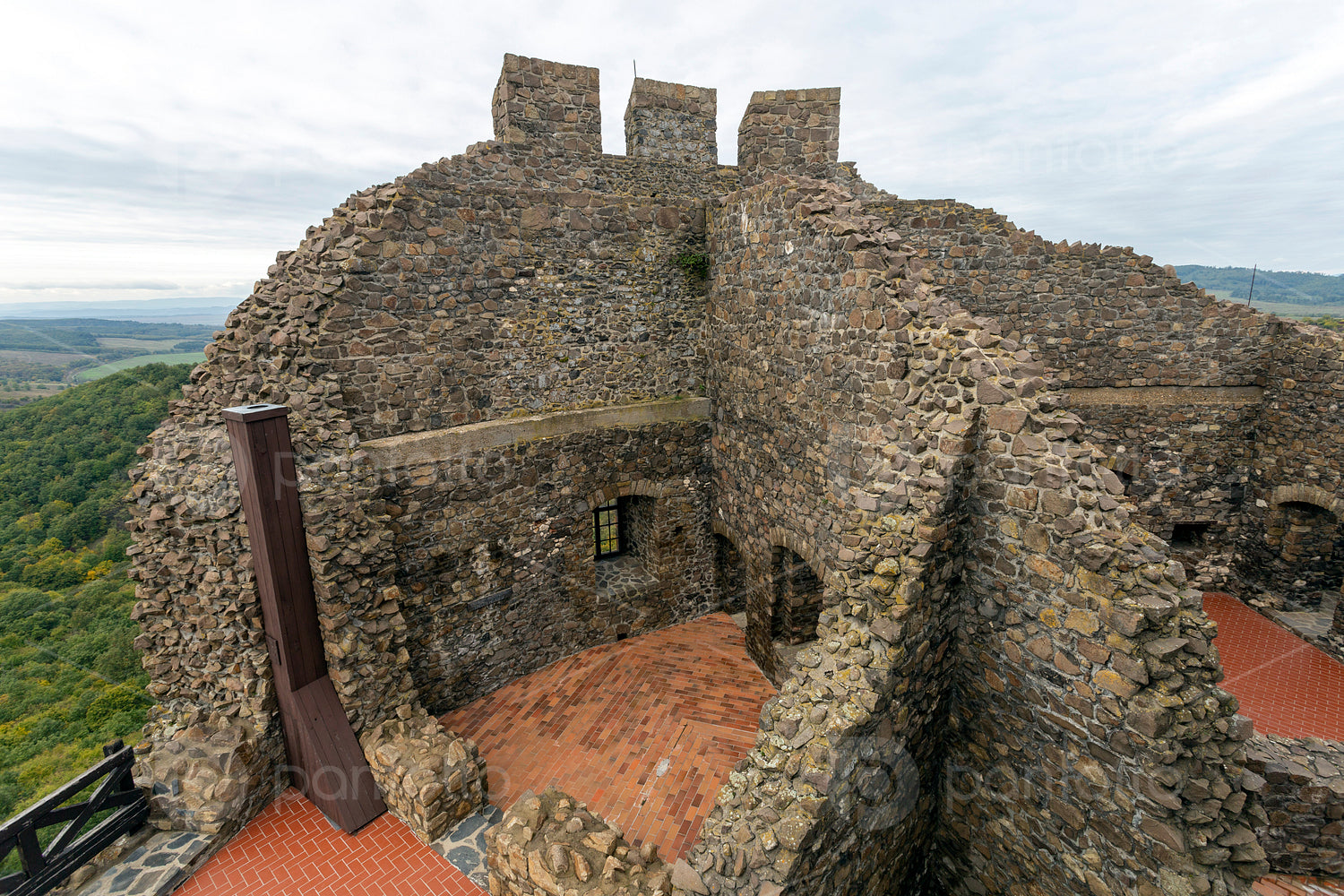 Hollókő castle on a cloudy autumn day