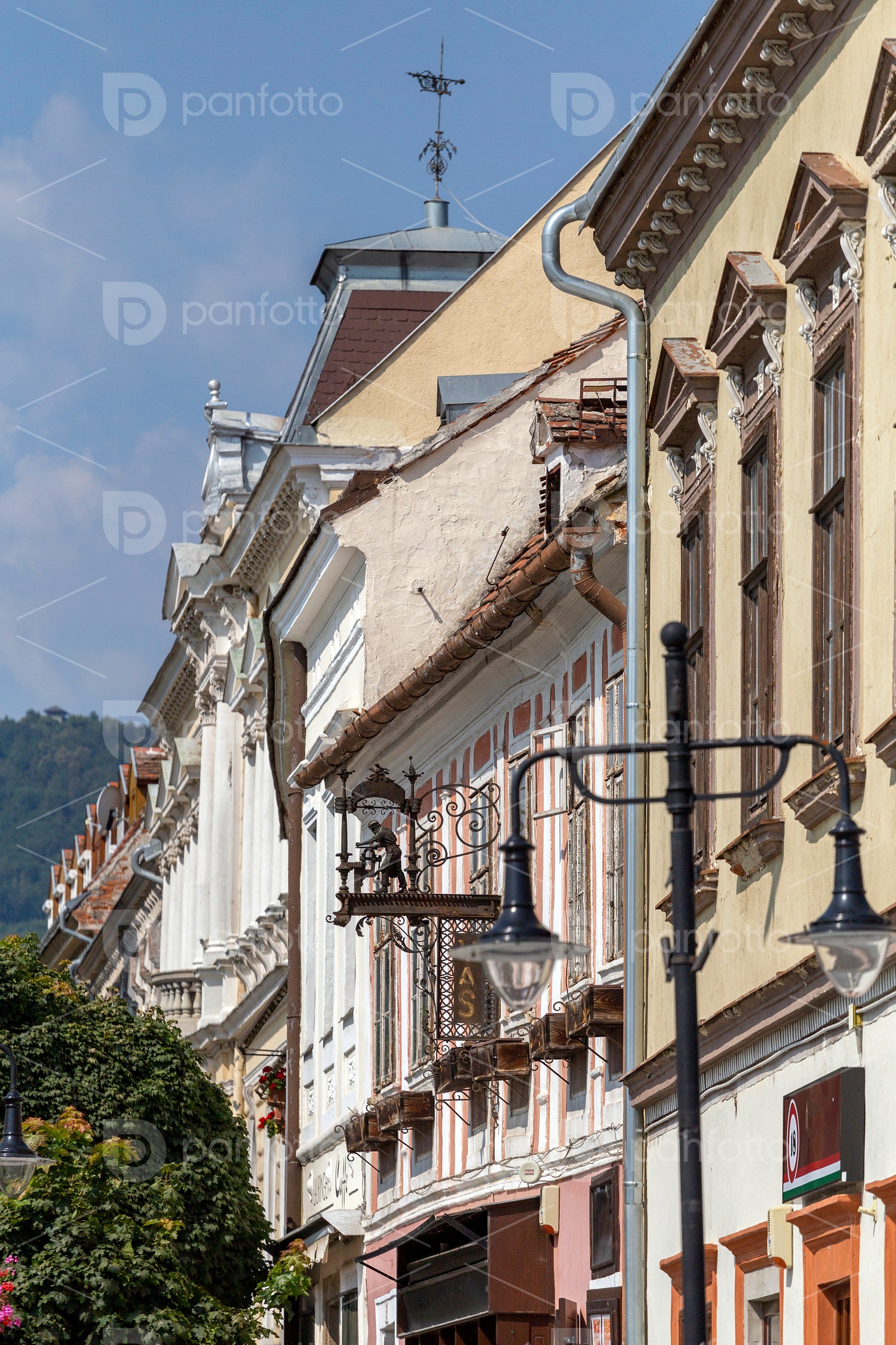 Old buildings on the main square of Koszeg, Hungary