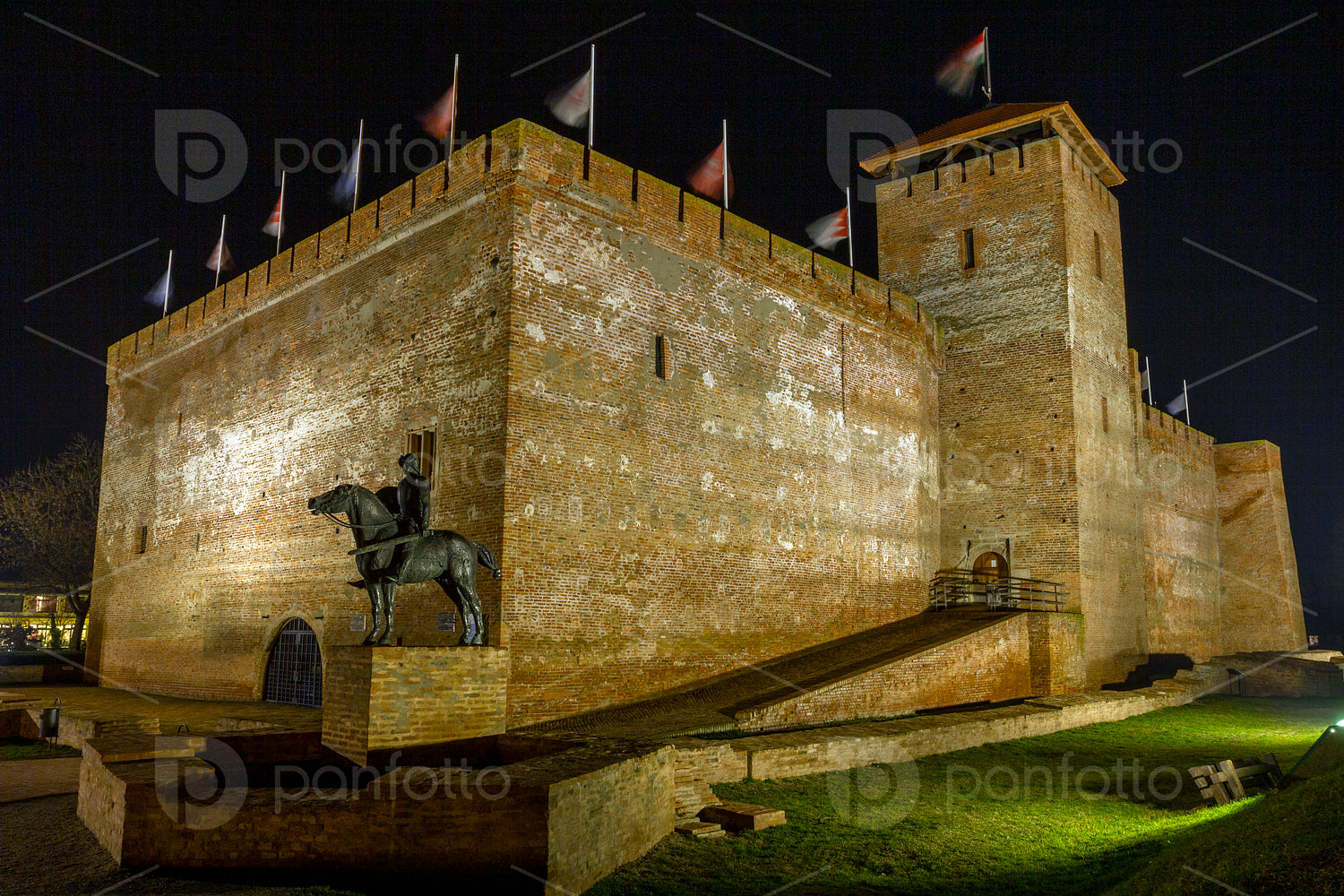 Gyula Castle in Gyula on a winter night