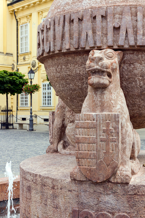 Orb and cross statue in Székesfehérvár, Hungary