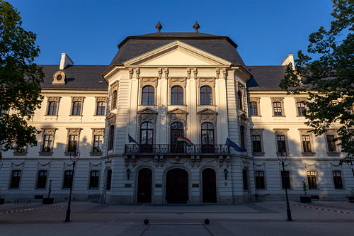 Entrance of the Esterhazy University in Eger, Hungary.