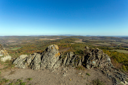 Cserhát mountains view from the castle of Szanda
