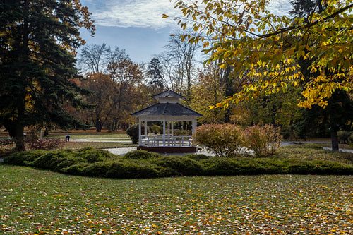 Small pavilon in Gyula on a sunny autumn day