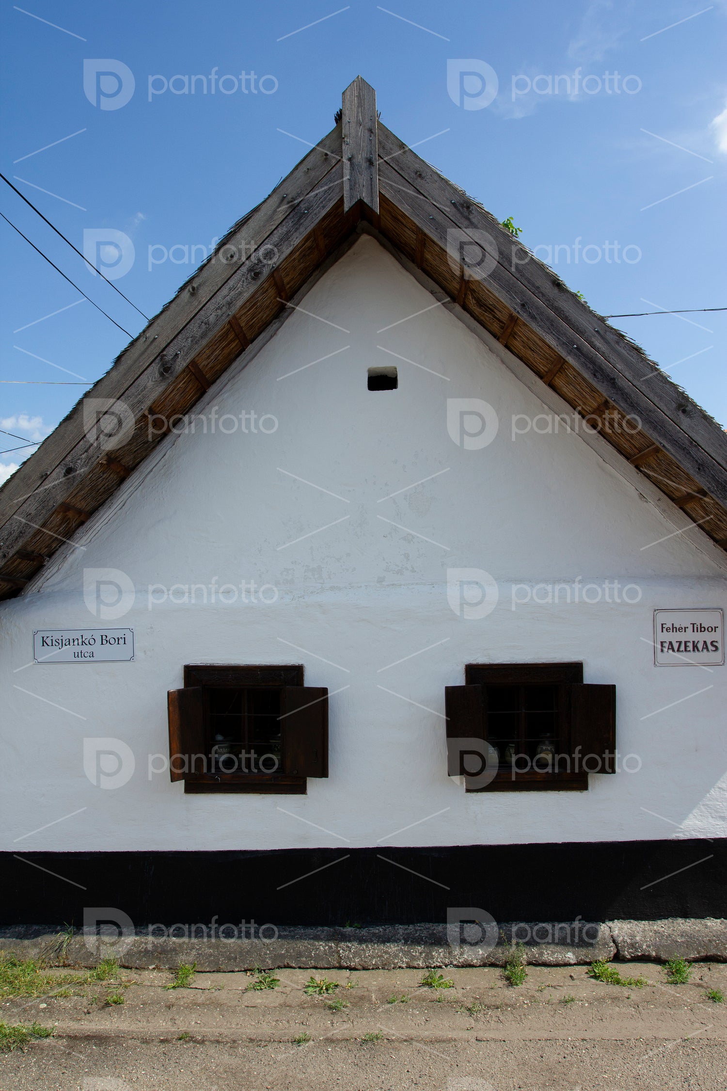 Traditional Matyo houses in Mezokovesd, Hungary.