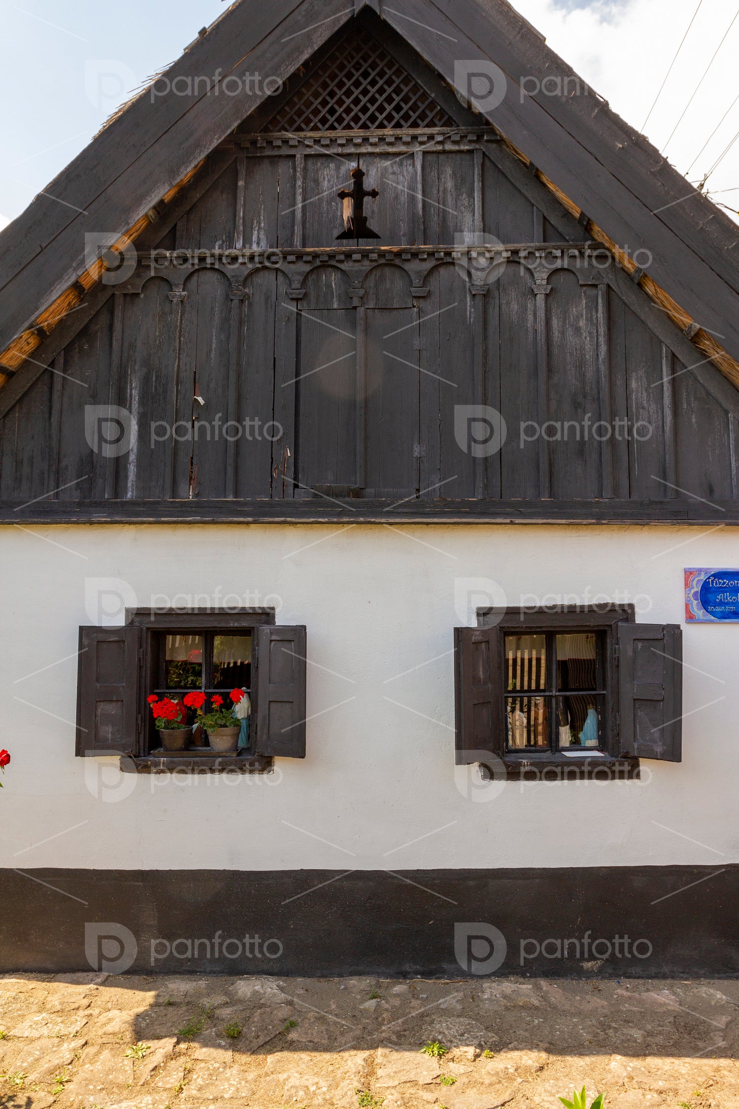 Traditional Matyo houses in Mezokovesd, Hungary.