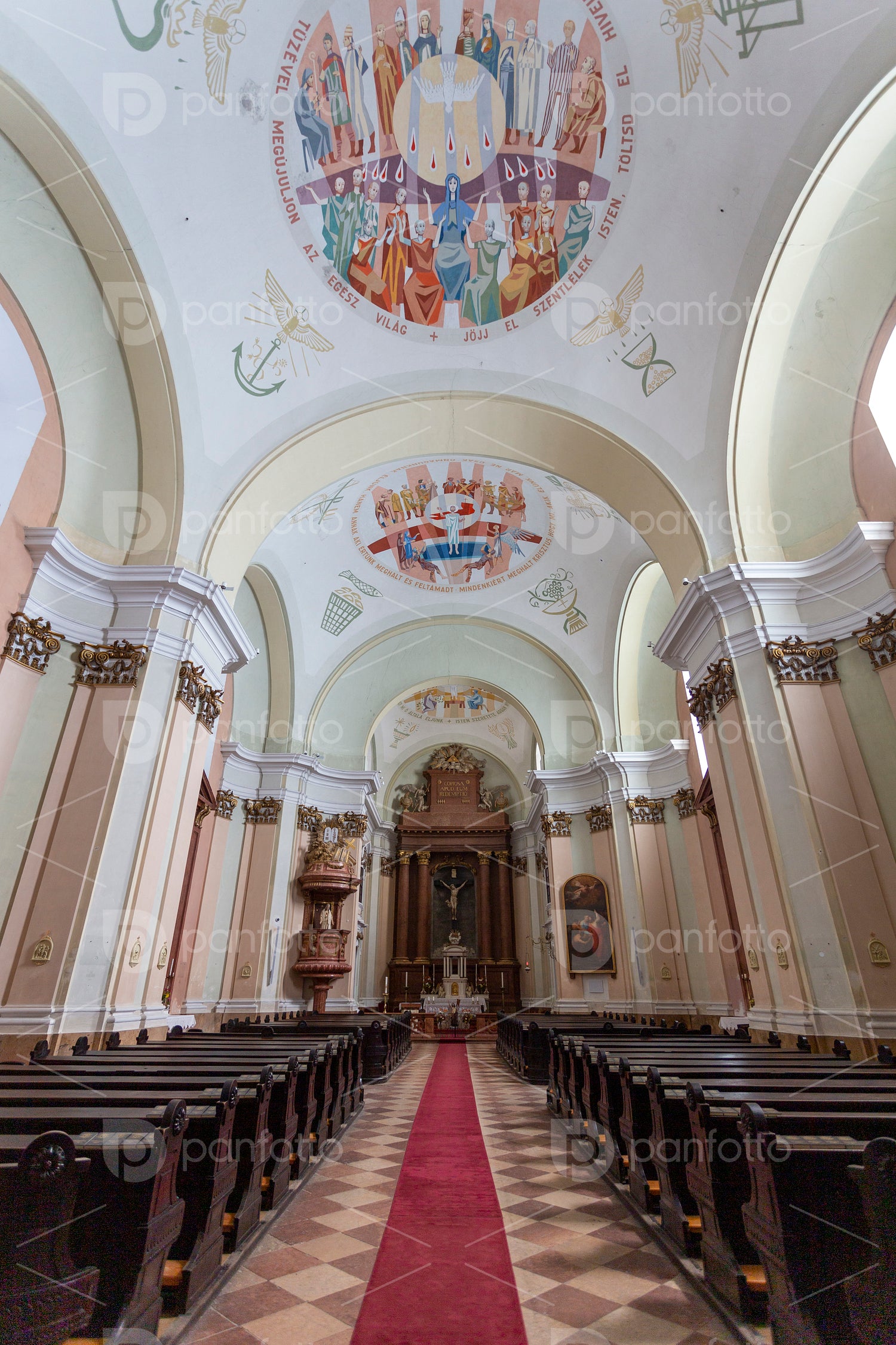 Interior of the catholic church in Tata