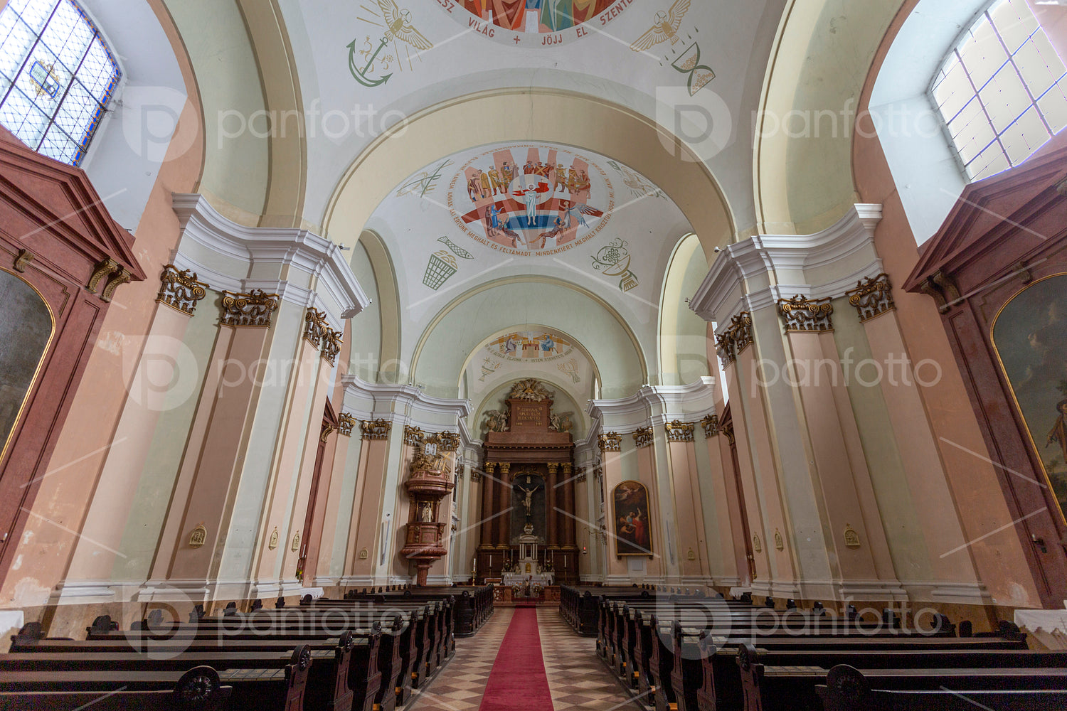 Interior of the catholic church in Tata